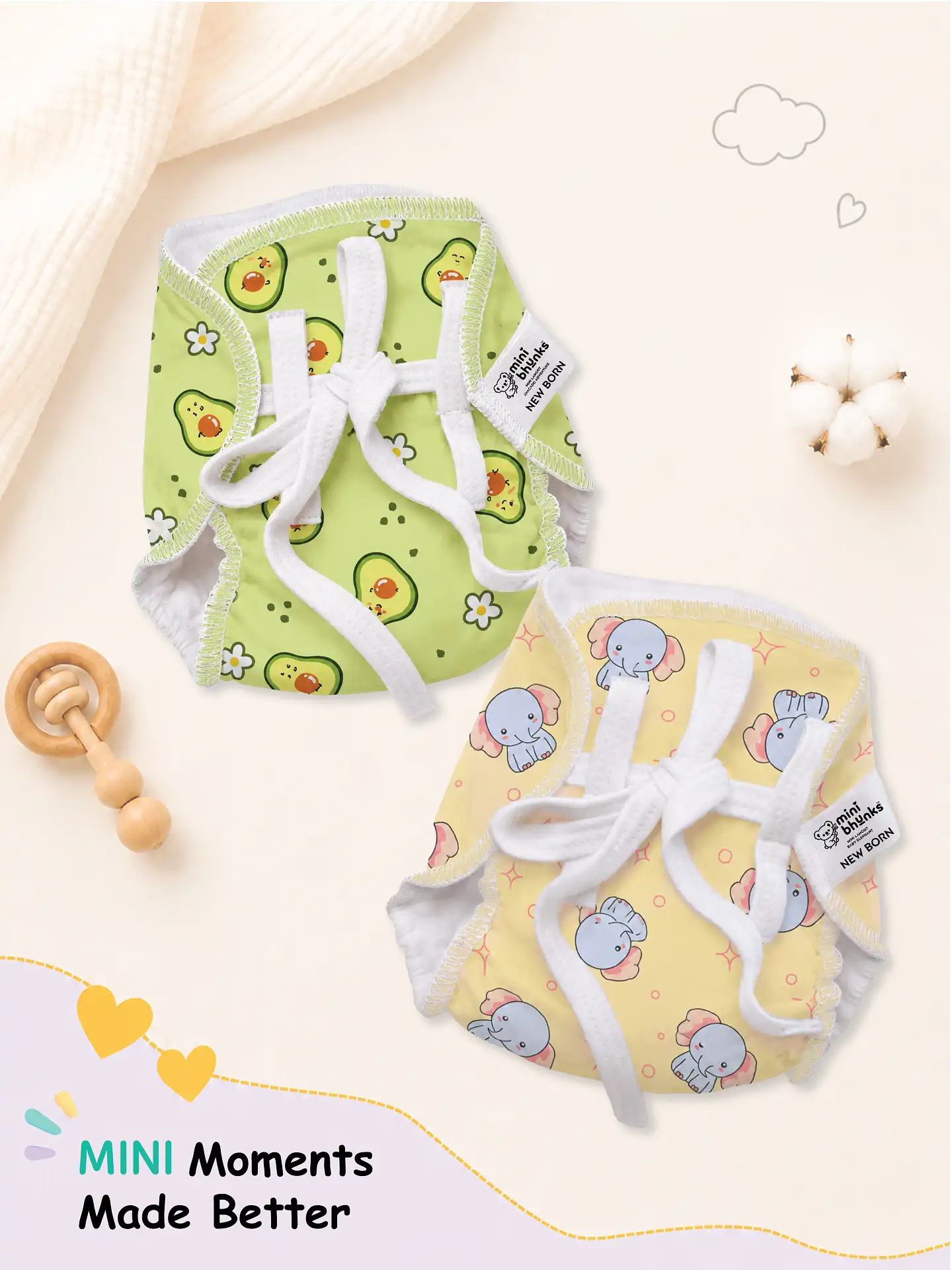 Tiny Wonders - Mini Cloud Feel Dry Langot | Pack Of 2