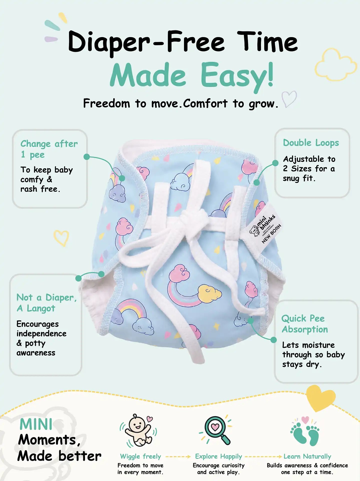 Tiny Travel Tales - Mini Cloud Feel Dry Langot | Pack Of 3