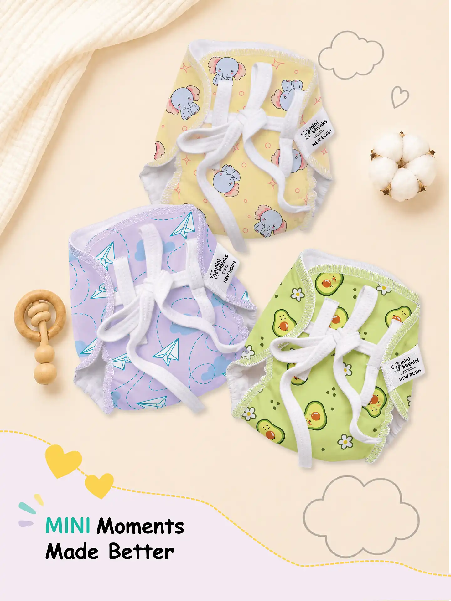 Curious Little Trio - Mini Cloud Feel Dry Langot | Pack Of 3