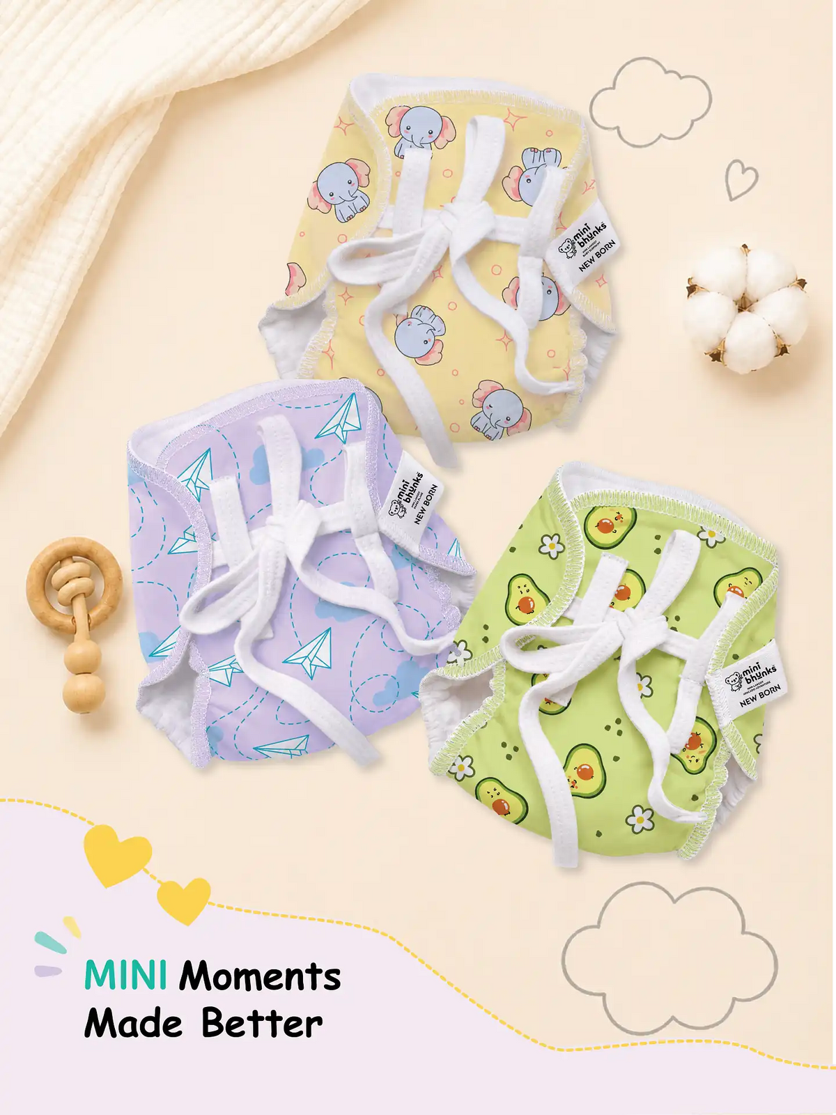 Curious Little Trio - Mini Cloud Feel Dry Langot | Pack Of 3