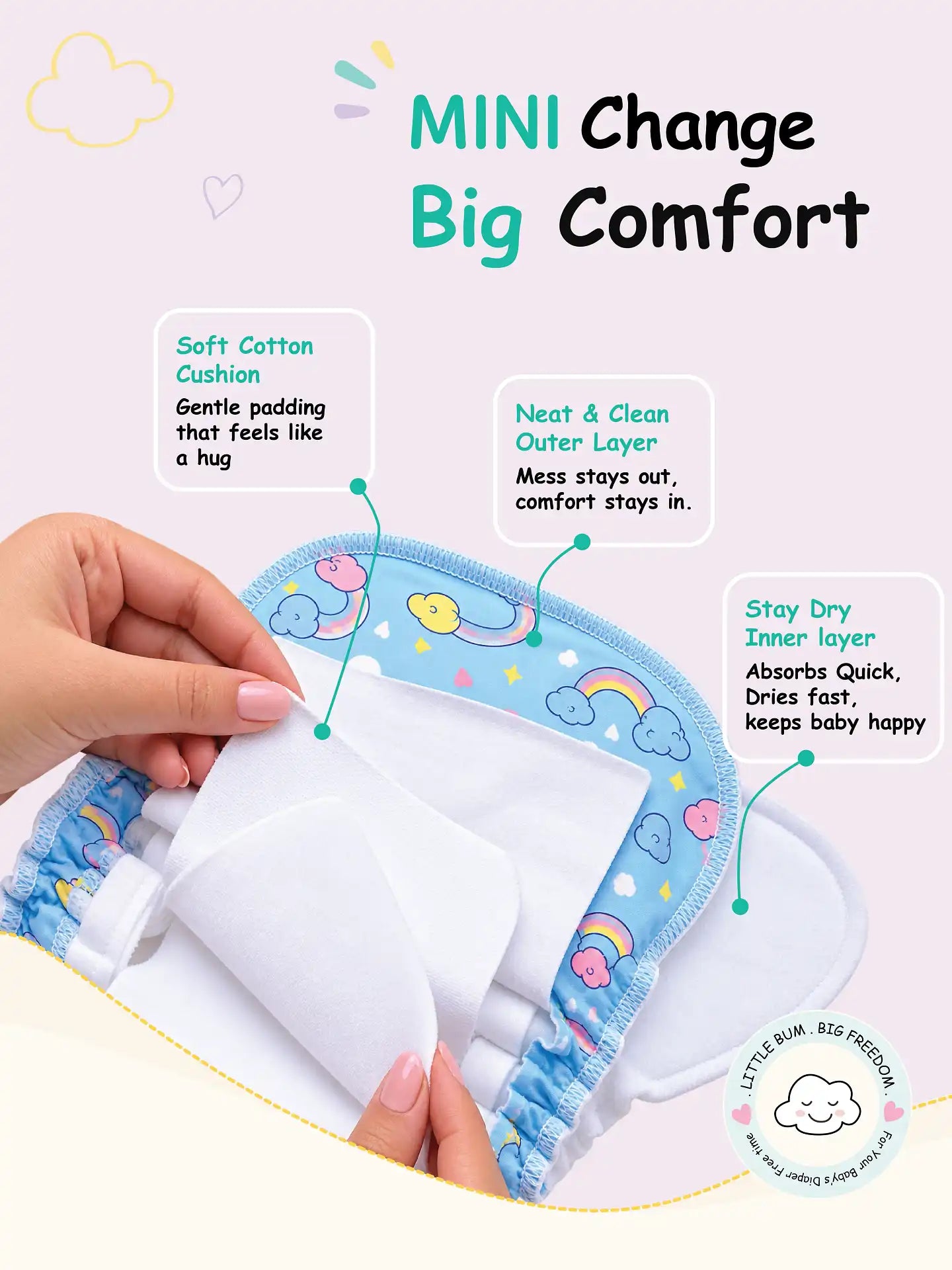 Wild & Whimsy - Mini Cloud Feel Dry Langot | Pack Of 2