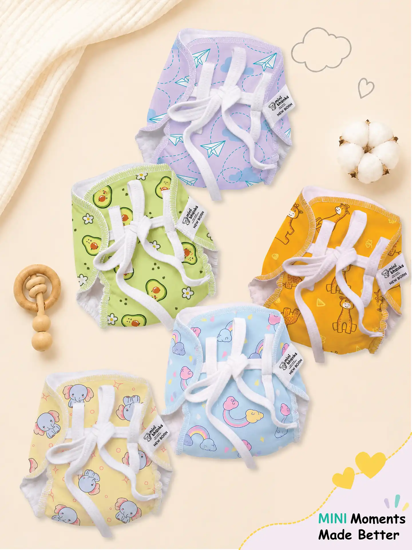 Mini Cloud Feel Dry Langot | Assorted - Pack Of 3