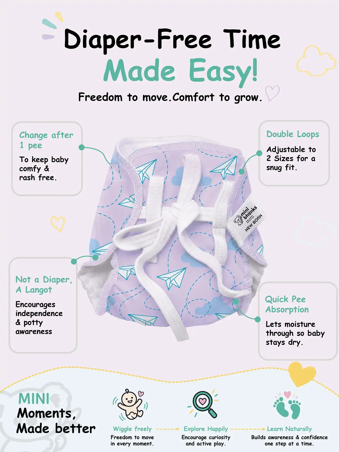 Happy Adventure - Mini Cloud Feel Dry Langot | Pack Of 2