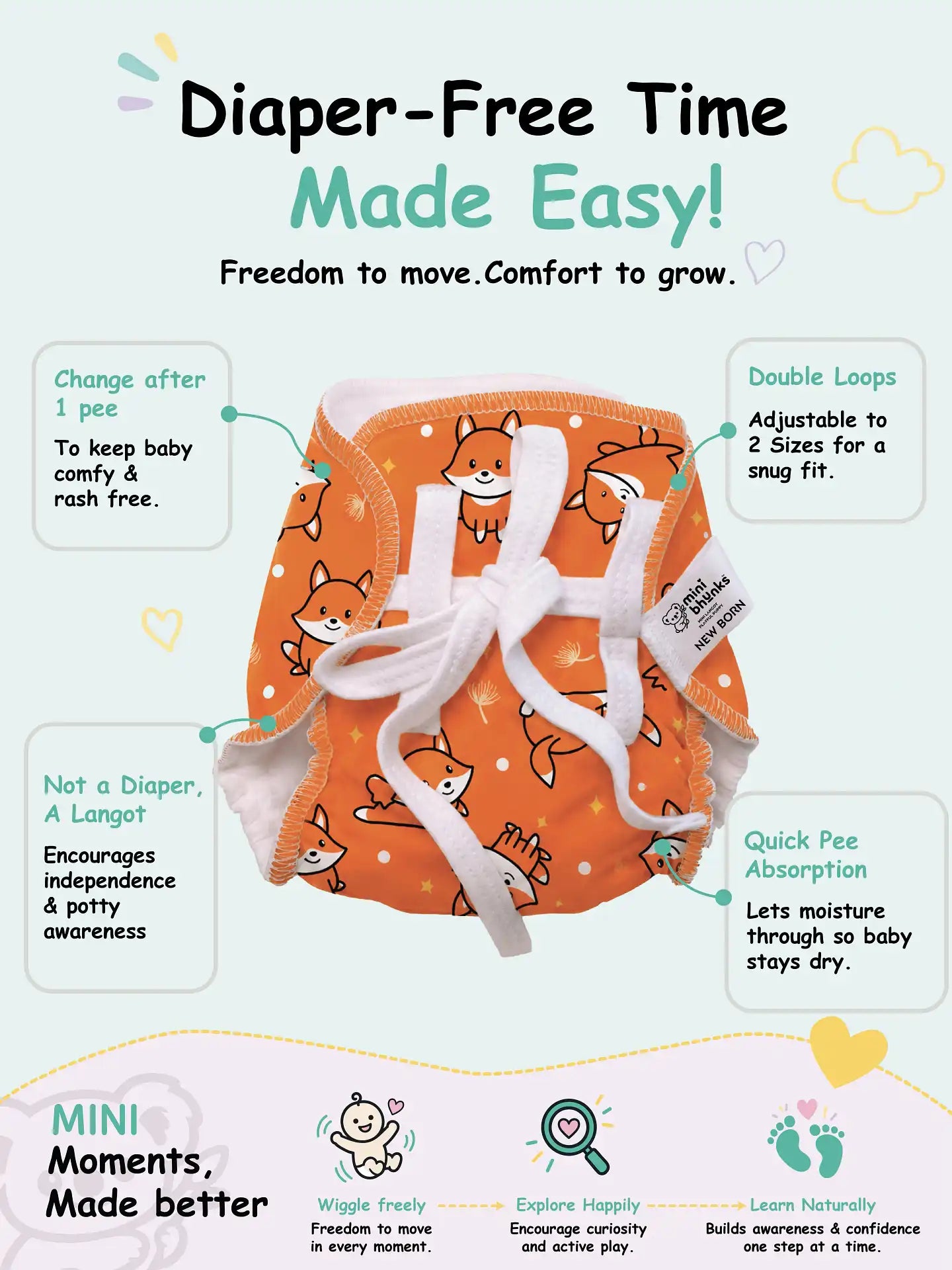 Giggles in the Wild - Mini Cloud Feel Dry Langot | Pack Of 3