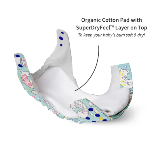 UNO Regular Cloth Diaper with only Dry Feel Pad (No Booster) - Hunny Bummy